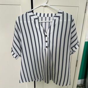 Striped Short Sleeve Blouse